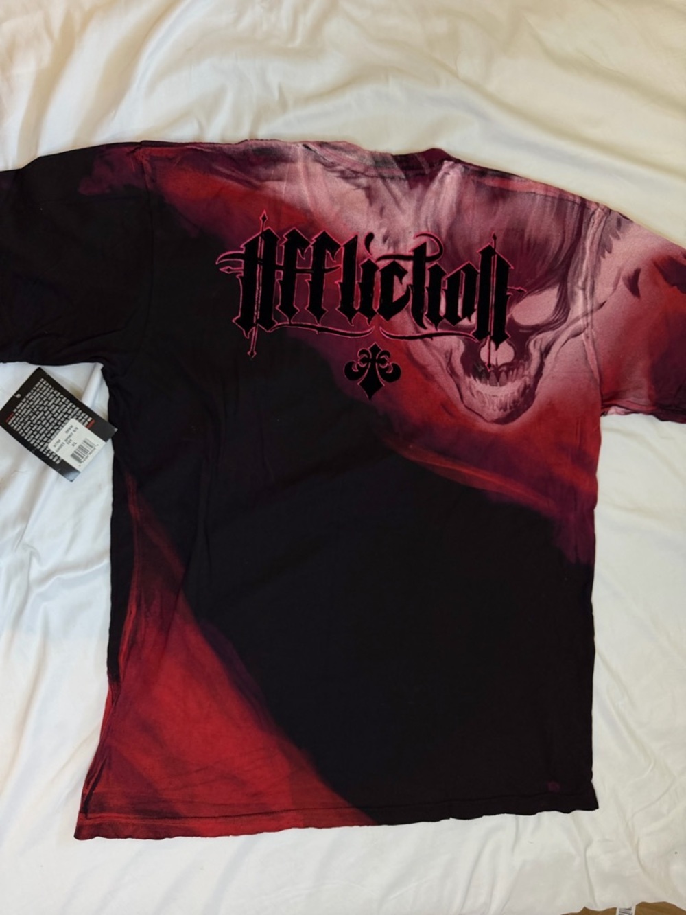 Affliction Maroon, Red and Black Skull Graphic Short Sleeve Tee - Picture 6 of 7
